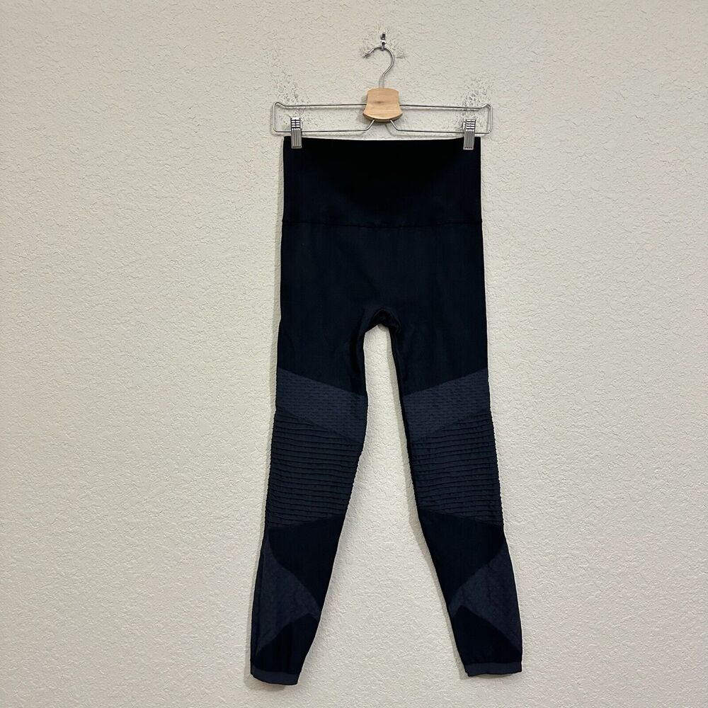 SPANX Look At Me Now Seamless Moto Leggings Indigo Sky Colorblock